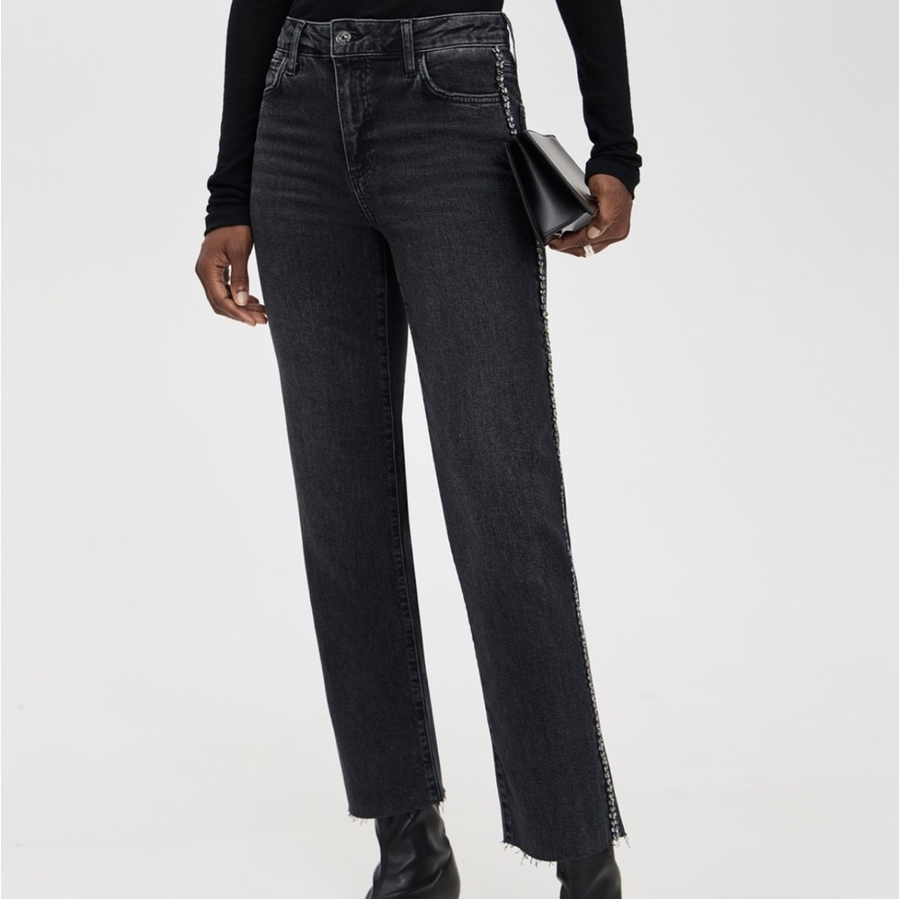 PAIGE Mason Ankle Glitz Black Embellished Jeans, great condition